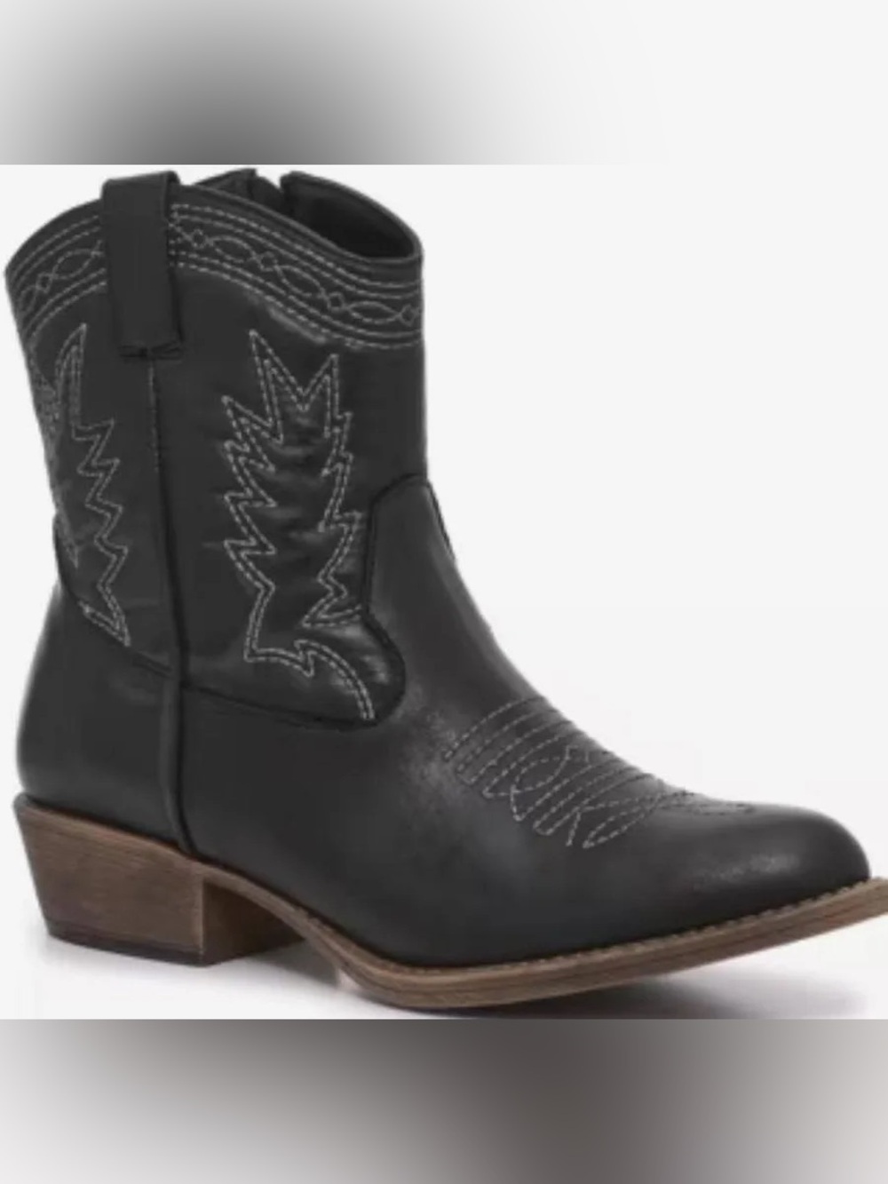 Free People Black Western-Stitched Ankle Boot